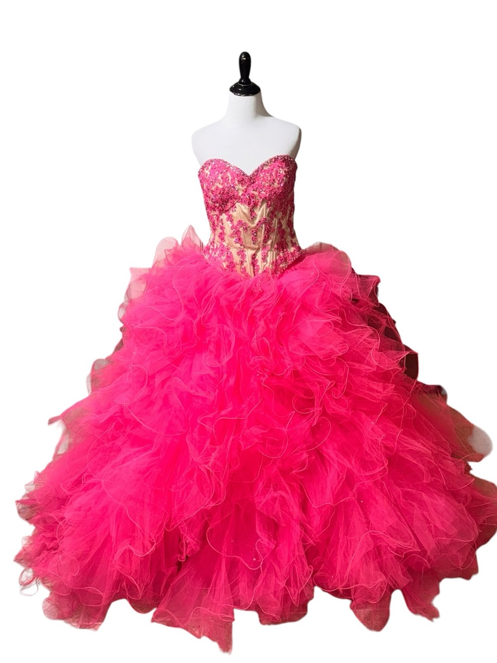 Mori Lee Girl’s Size 16 Quinceañera Dress Tulle Embroidered Strapless Pink
